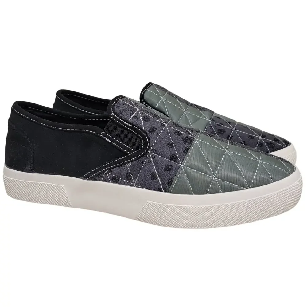 Sun + Stone Men Reins Slip On Sneakers Size US 9M Green Black Quilt Patch